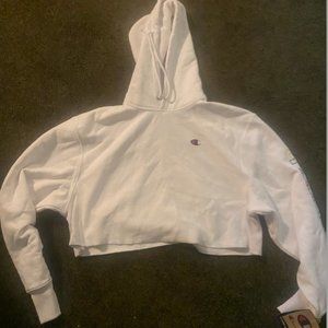 Champion White Cropped Sweatshirt